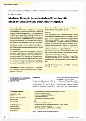 Moderne Therapie der chronischen Rhinosinusitis unter Berücksichtigung gutachtlicher Aspekte